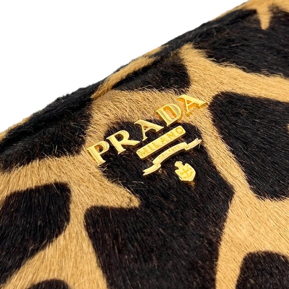 PRADA Vintage Logo Pony Hair Giraffe Crossbody Mini Bag Camel Brown [105915] - Picture 9 of 13